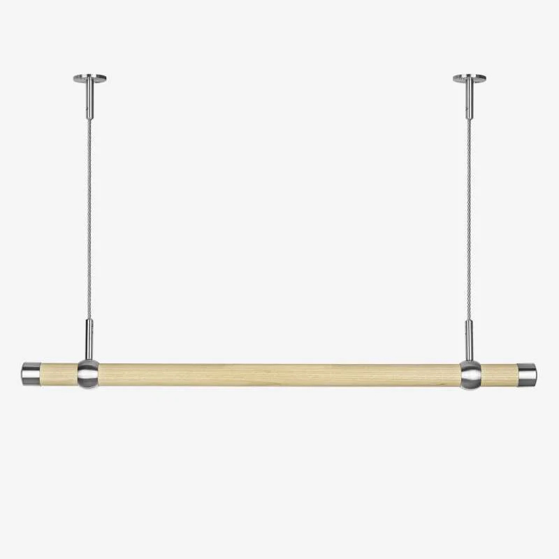 Garderobenstange - Kleiderstange abgehängt Deckenmontage Holz Edelstahl