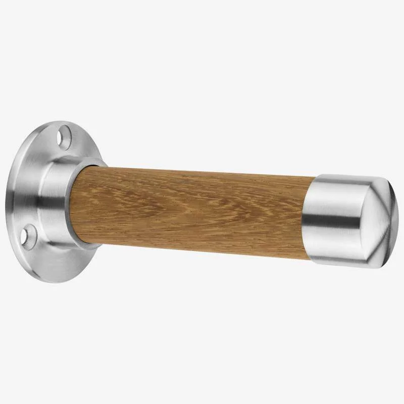 Edelstahl Eiche-Holz Kleiderhaken - Garderobenhaken mit Kappe nach Maß