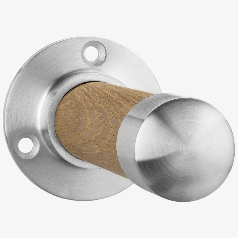 Edelstahl Eiche-Holz Kleiderhaken - Garderobenhaken mit Kappe nach Maß - Bild 2
