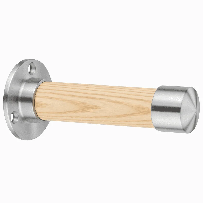 Edelstahl Esche-Holz Kleiderhaken - Garderobenhaken mit Kappe nach Maß