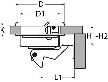 Einlassgriff – 57mm rund, mit Schloss schwarz matt - Bild 2