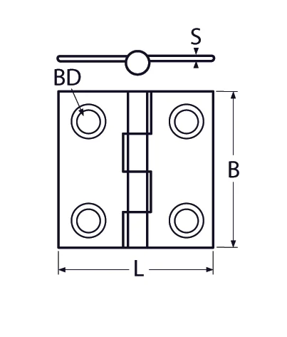 Scharnier – 38x38mm, schwarz matt - Bild 2
