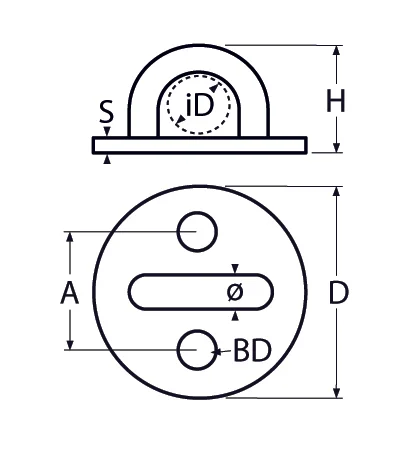 Augplatte rund – 40mm, Bügel 6x17mm, schwarz matt - Bild 2