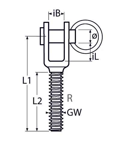 Mini-Gabel mit Rechtsgewinde – M6, schwarz matt - Bild 2