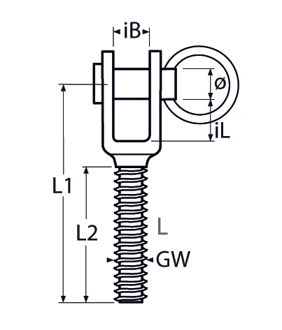 Mini-Gabel mit Linksgewinde – M6L, schwarz matt - Bild 2