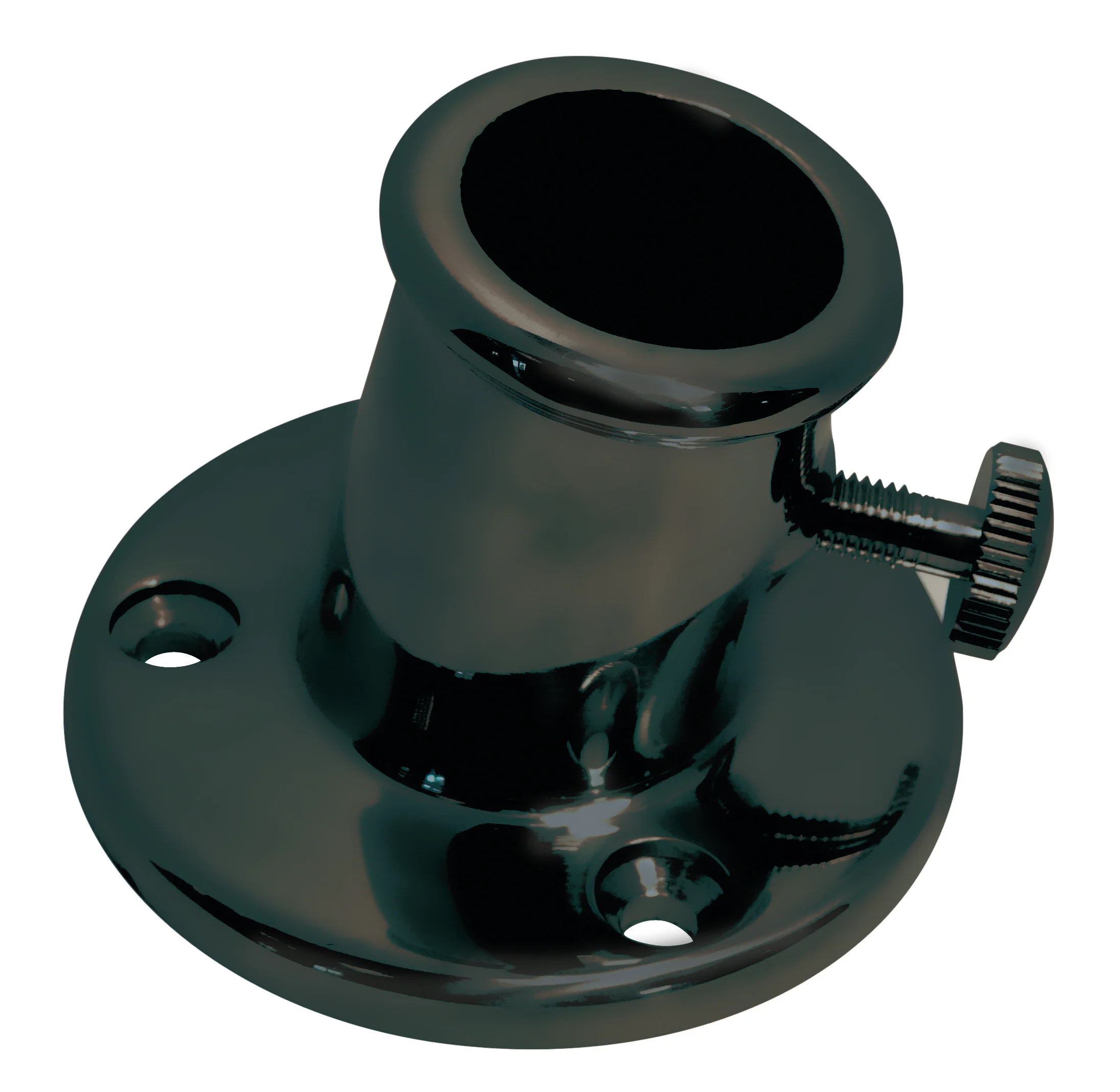 Flaggenstockhalter, 80° – 65mm, für Flaggenstock 25mm, schwarz matt