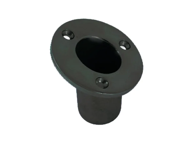 Flaggenstockhalter versenkt, 60° – 70mm, für Flaggenstock 25mm, schwarz matt